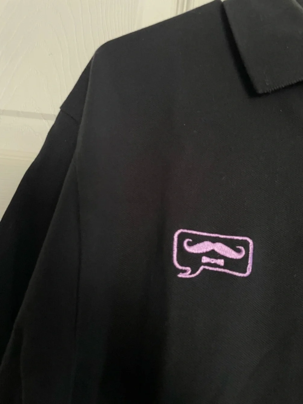 Ralph Lauren Black Polo with Purple Pringles Chips Logo Mens size Medium